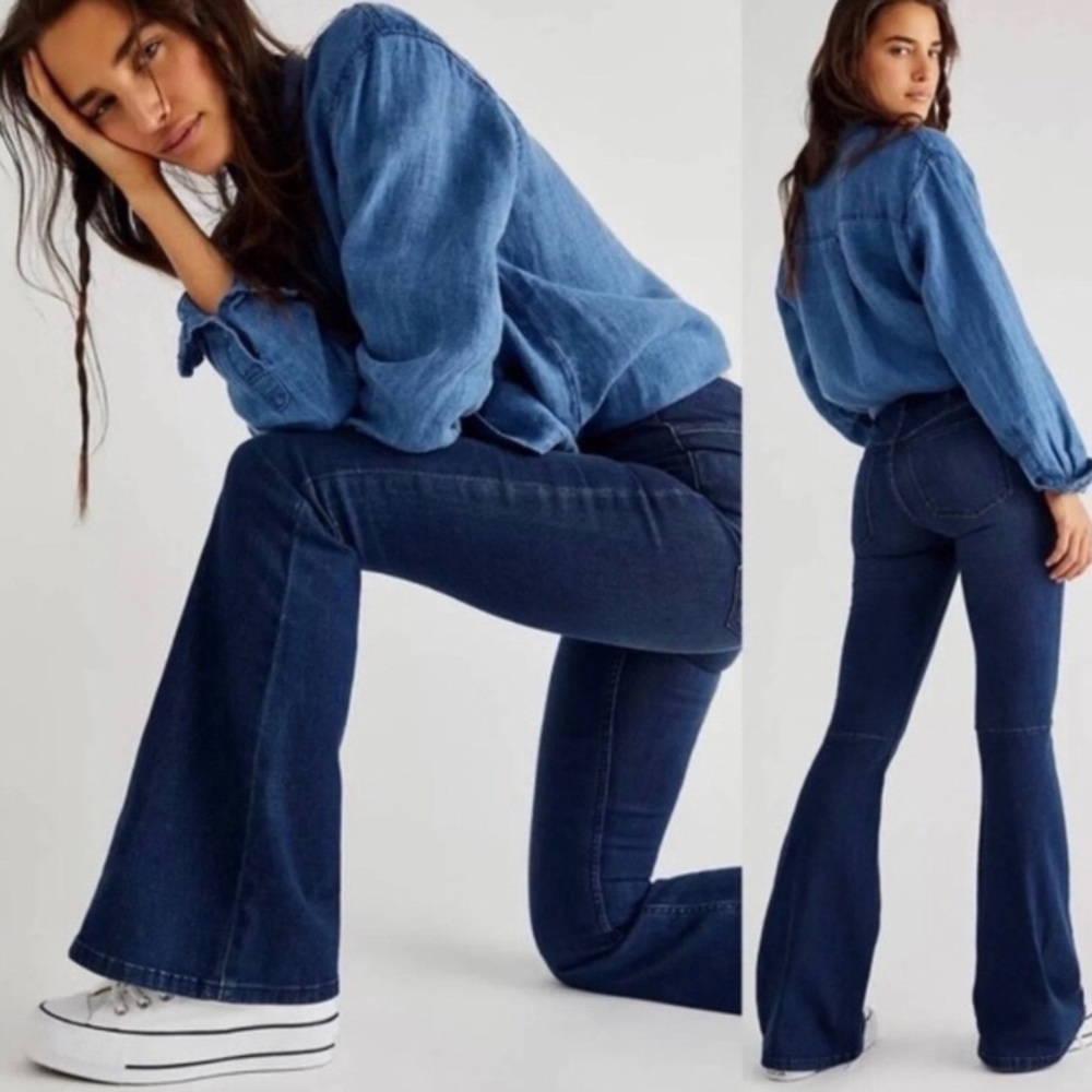 Free People Bell Bottom Flare Jeans Pull On 28